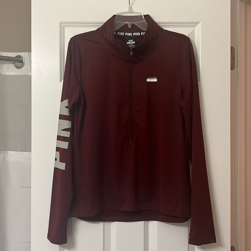 PINK Victoria’s Secret dark red half-zip, Ultimate Yoga line, size L